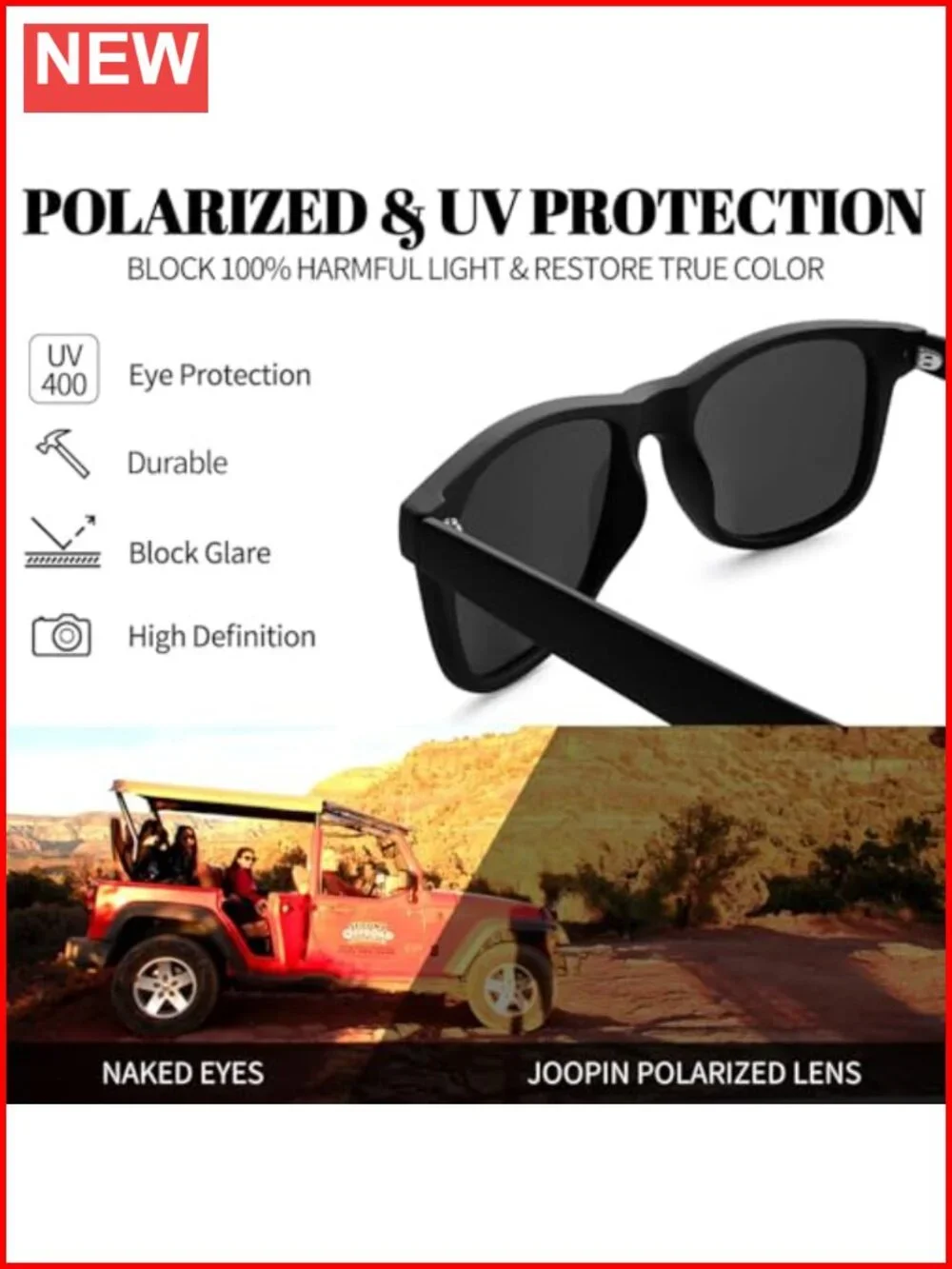 Polarized UV400 Square Sunglasses for Men Women